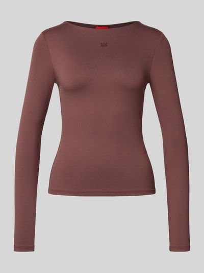 HUGO Slim Fit Langarmshirt aus Stretch Jersey Modell 'DASIIA' Schoko 2