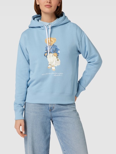 Polo Ralph Lauren Hoodie mit Label-Print Modell 'MED BEAR' Rauchblau 4