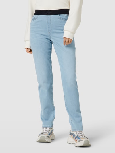 Marc Cain Straight leg jeans met label in band Lichtblauw - 4