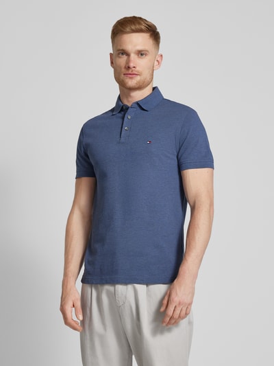 Tommy Hilfiger Slim fit poloshirt met labelstitching Jeansblauw - 4