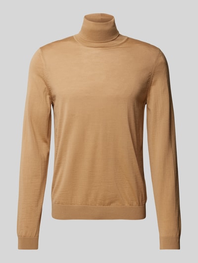 BOSS Gebreide pullover van scheerwol met col Beige - 2