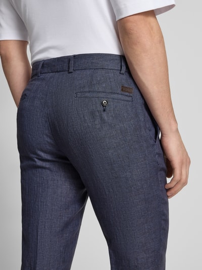 JOOP! Collection Slim fit linnen broek met elastische band, model 'Sake' Marineblauw - 3