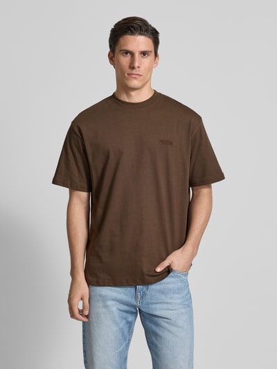 WOODBIRD Oversized T-Shirt mit Label-Stitching Hellbraun 4