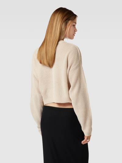 Only Korte gebreide pullover met structuurmotief, model 'MALAVI' Beige - 5