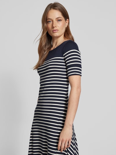 Lauren Ralph Lauren Midikleid mit geripptem U-Boot-Ausschnitt Modell 'MUNZIE' Dunkelblau 3