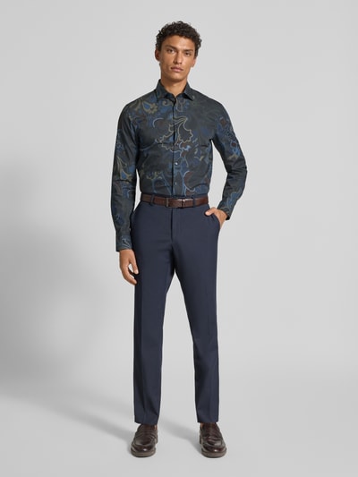 OLYMP No. Six Regular Fit Freizeithemd mit floralem Allover-Print Oliv 1