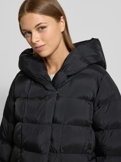 Calvin Klein Womenswear Glanzende gewatteerde lange jas met capuchon Zwart - 3