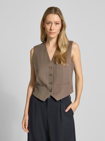 Fynch-Hatton regular fit bodywarmer met v-hals Middenbruin - 4