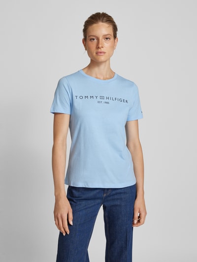 Tommy Hilfiger T-Shirt mit Label-Print Hellblau 4