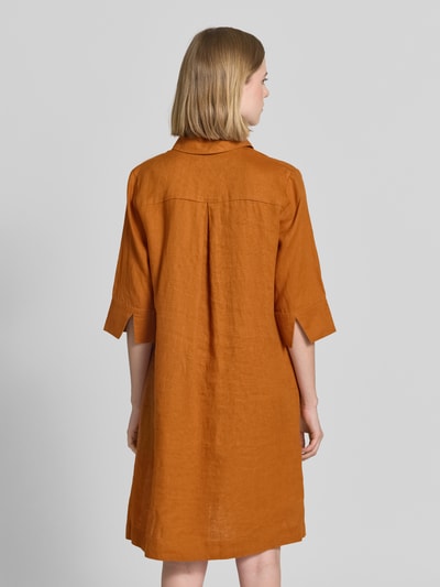 Christian Berg Woman Knielanges Hemdblusenkleid aus Leinen mit 3/4-Arm Camel 5