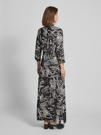 Object Maxi-jurk met all-over print, model 'Jessa' Zwart - 5