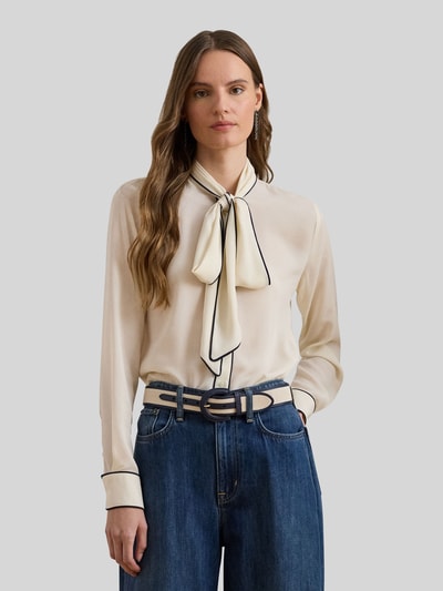 Lauren Ralph Lauren Regular Fit Schluppenbluse mit Kontrastnähten Beige 4