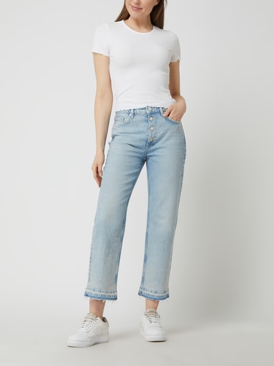 Only Cropped T-Shirt mit Rippenstruktur Modell 'Emma' Weiss 1