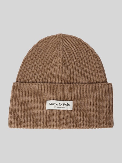 Marc O'Polo Beanie aus reiner Baumwolle mit breitem Umschlag Taupe Melange 1