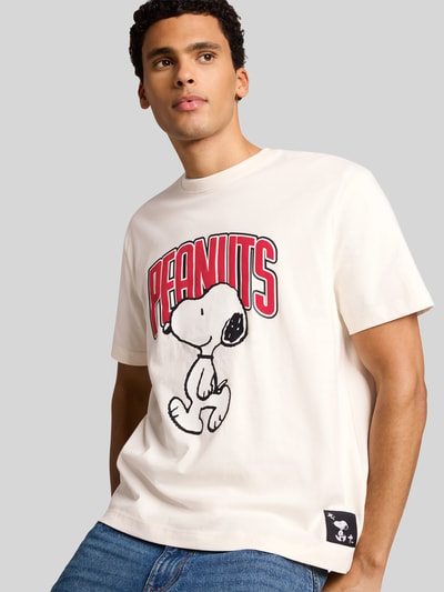 Tom Tailor Denim relaxed fit t-shirt met peanuts motiefprint Offwhite - 3