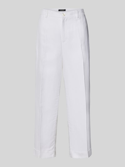 Produktfoto, Loose Fit Stoffhose aus Leinen-Viskose-Mix Modell 'SENDON' van Lauren Ralph Lauren, wit, uni, cropped, steekzakken, knoopsluiting.