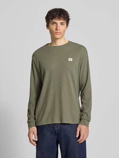 Calvin Klein Jeans Bluzka z długim rękawem o kroju regular fit z mieszanki bawełny Fioletowy 4