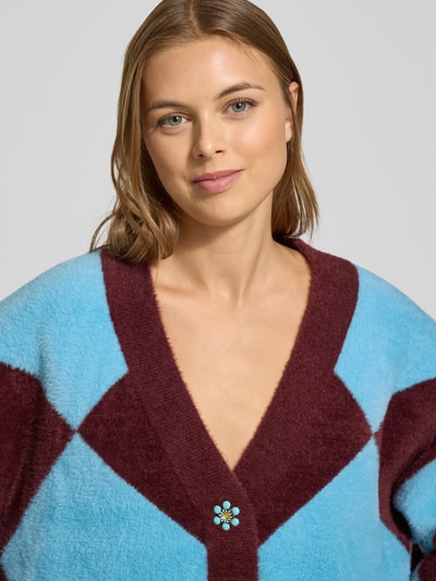 Essentiel Antwerp Oversized gebreid jack met bloemvormige knopen, model 'IWHO' Lichtblauw - 3