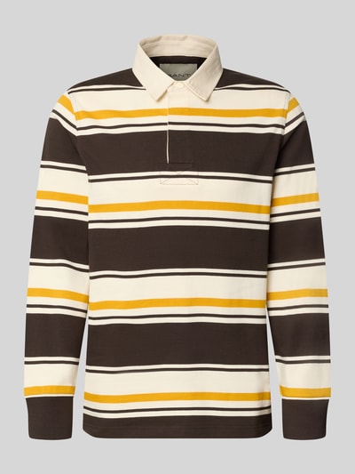 Produktfoto, Regular Fit Poloshirt aus reiner Baumwolle von GANT, braun, creme und gelb gestreift, glatte Struktur, Herren Poloshirt von GANT