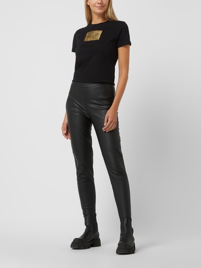 Versace Jeans Couture T-shirt met logo in goudkleurige look  Zwart - 1