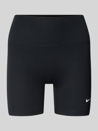 Produktfoto, Radlerhose mit Logo und elastischem Bund von NIKE TRAINING in Schwarz, körpernahe Passform, Material-Mix mit Stretch-Anteil
