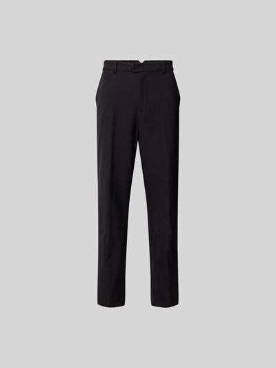 Produktfoto, Straight Fit Anzughose mit Bügelfalten von Closed in Schwarz aus Elastischer-Material-Mix mit Eingrifftaschen, Knopf-Reißverschluss