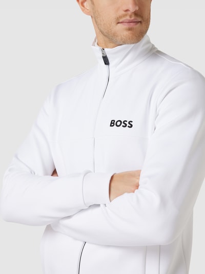 BOSS Green Sweatjack met labelstitching, model 'Skaz' Wit - 3