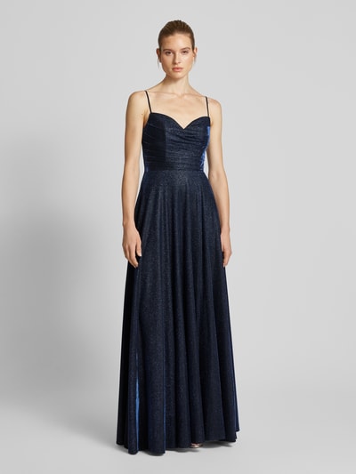 Luxuar Abendkleid mit gelegten Falten Dunkelblau 4