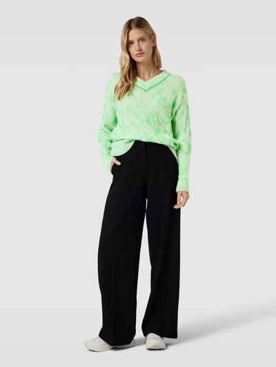 Marc Cain Gebreide pullover met V-hals Neon groen - 1