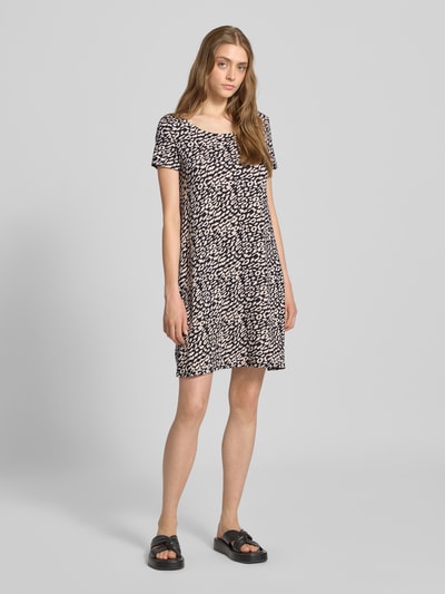 Only Uitlopende mini-jurk met all-over motief, model 'BERA' Zwart - 1