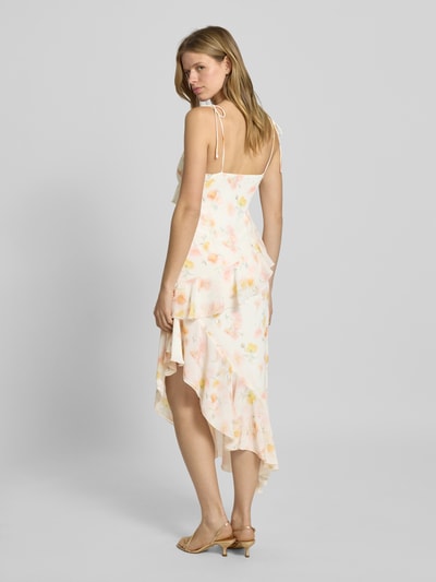 Gina Tricot Midikleid mit Volants und V-Ausschnitt Apricot 5