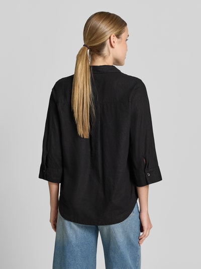 s.Oliver RED LABEL relaxed fit overhemdblouse van mix van linnen en viscose Zwart - 5