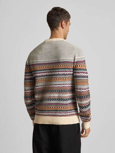 Lindbergh Strickpullover mit Lanawoll-Anteil Modell 'Jacquard' Sand 5