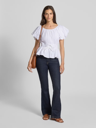 Lauren Ralph Lauren Bluse mit Lochstickerei und Puffärmeln Weiss 1