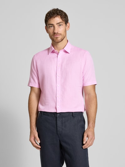 Jake*s Slim Fit Leinenhemd mit Knopfleiste Pink 4