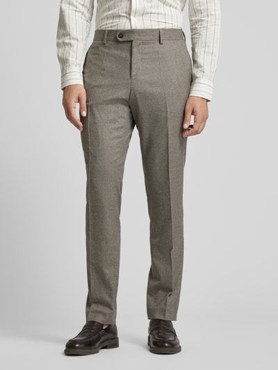 BOSS Straight leg pantalon met persplooien, model 'Genius' Middenbruin - 4