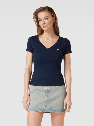 Tommy Jeans T-Shirt mit Label-Stitching Marine 4