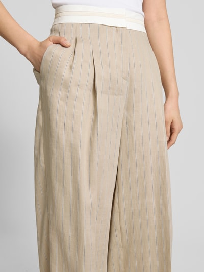 Cambio Wide Leg Leinenhose mit Bundfalten Modell 'ANNY' Beige 3