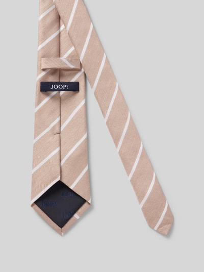 Produktfoto, Krawatte aus Seide-Leinen-Mix im Allover-Look (8 cm) von JOOP! Collection, fein strukturiert, klassische Form, beige mit weißen Streifen