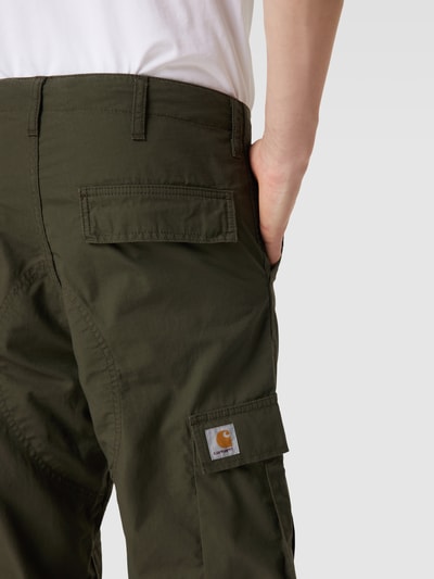 Carhartt Work In Progress Regular fit cargobroek met labelpatch Kaki - 3