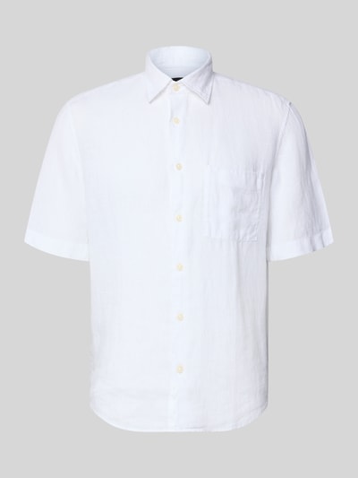 Produktfoto, Regular Fit Freizeithemd aus reinem Leinen von Marc O'Polo, białe, gładkie, krój regular fit, krótki rękaw, flammgarn