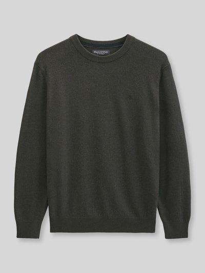 Marc O'Polo sweter w kroju regular fit z mieszanki bawełny z dodatkiem żywej wełny Ciemnobrązowy 2