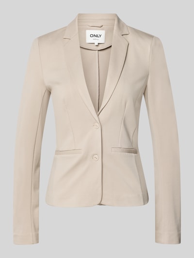 Produktfoto, taillierter Blazer aus Viskose-Mix Modell 'POPTRASH' von Only in Beige, unifarben, Reverskragen, 2-Knopf, glatte Textur.