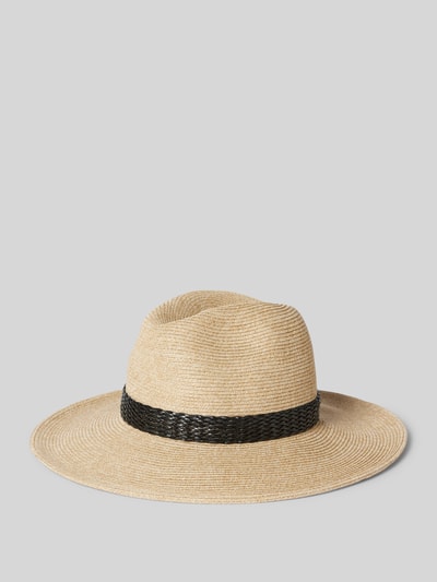 Loevenich Strohhut mit Hutband Modell 'Fedora' Beige 1