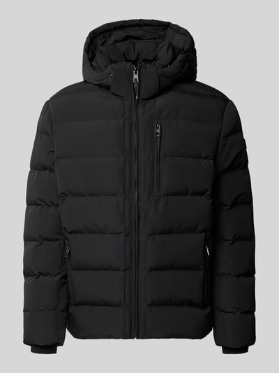 Produktfoto, zwarte Jacke met Kapuze en Reißverschlusstaschen van NAUTGÅRD, regular fit, opstaande kraag, zachte structuur, Heren, Ruglengte maat M: 74 cm, Schouderbreedte: 51 cm, Borstwijdte: 63 cm, Mouwlengte: 67 cm