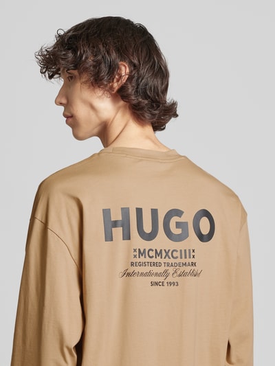 Hugo Blue Longsleeve mit Label-Print Modell 'Nichaboso' Beige 3