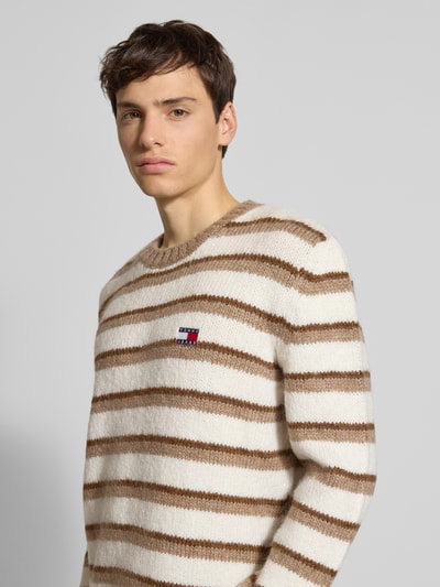 Tommy Jeans Regular fit gebreide pullover met alpaca  Beige - 3