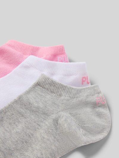 Produktfoto, Sneakersocken mit Logo im 3er-Pack von PUMA in Rosa, Weiß und Grau aus Baumwoll-Mix mit Stretch-Anteil, körpernahe Passform
