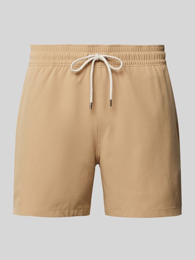 Polo Ralph Lauren Badehose mit Logo-Stitching Modell 'TRAVELER' Khaki 1