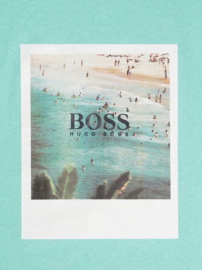 BOSS Orange T-shirt met polaroidprint, model 'Summer' Aquablauw - 3